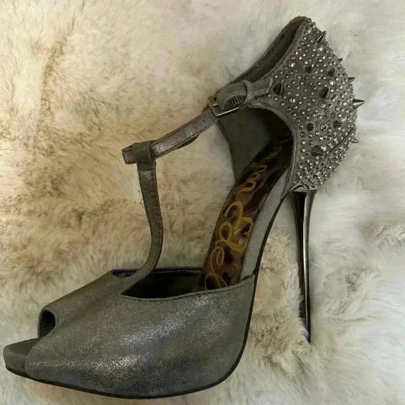 Sam Edelman Shoes - SAM EDELMAN SCARLETT SPIKE PEWTER CIPRIA LEATHER HEEL gray size: 8.5